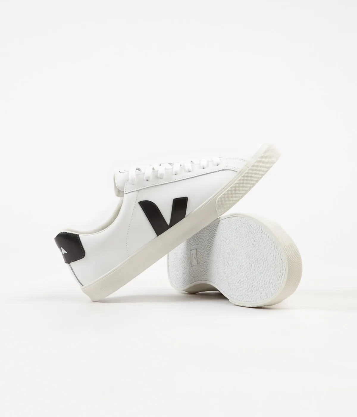 Veja Esplar Low Logo Leather Shoes - Extra White / Black