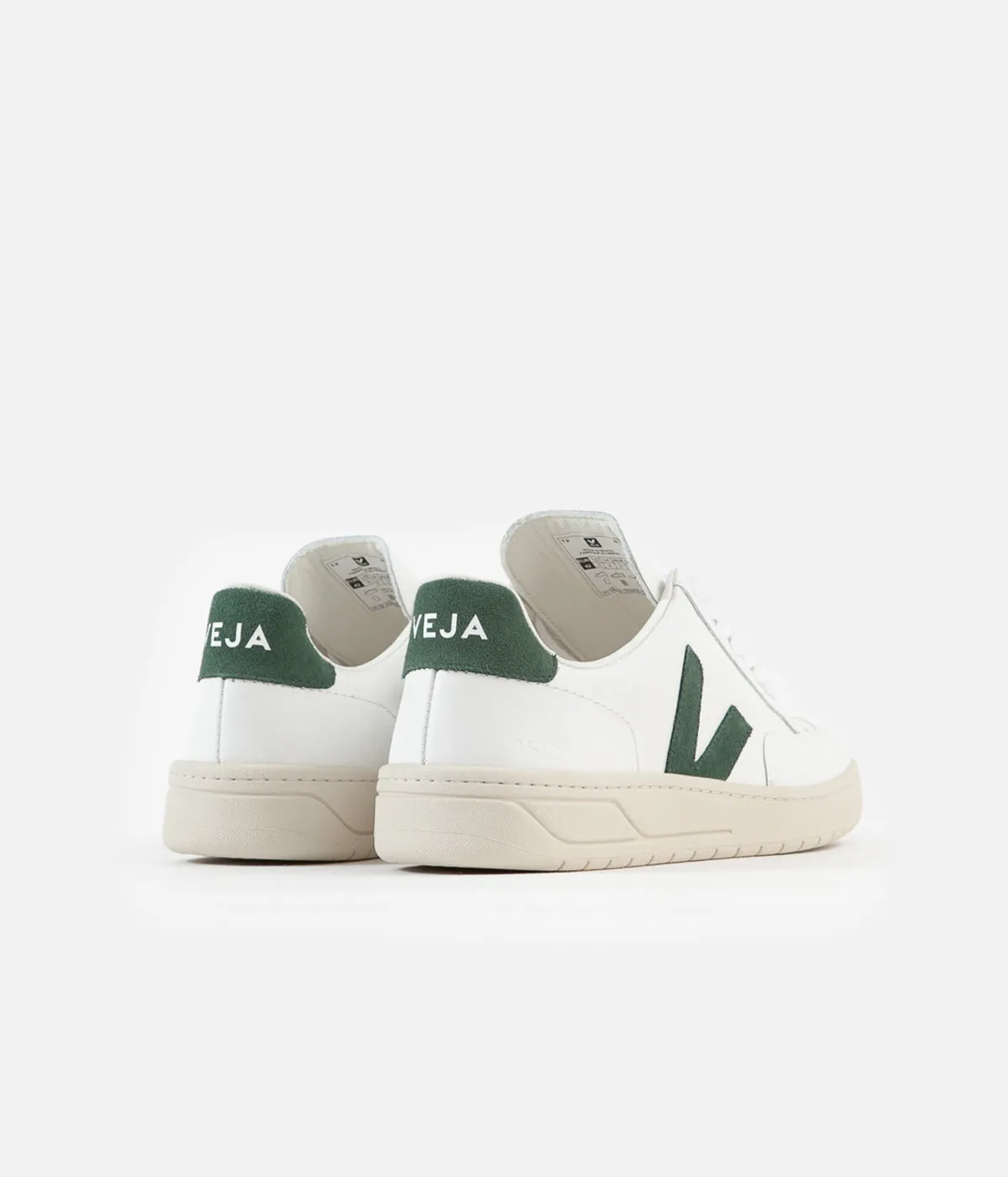 Veja Womens V-12 Leather Shoes - Extra White / Cyprus