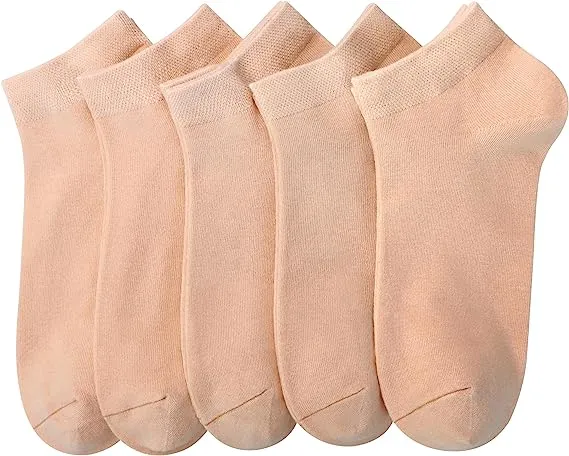 Women Bamboo Ankle Socks Low Cut Thin Sock Lightweight Pastal Color Soft Sock 5 Pairs