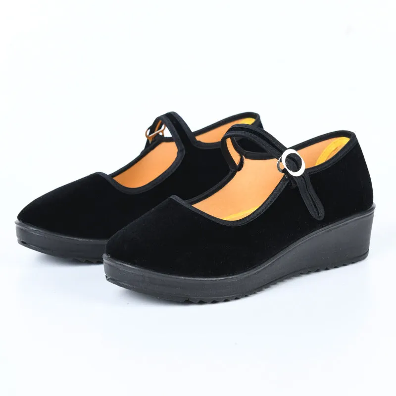 Women's Cloth Black Generation With Flat Round Toe Hotel Canvas Shoes